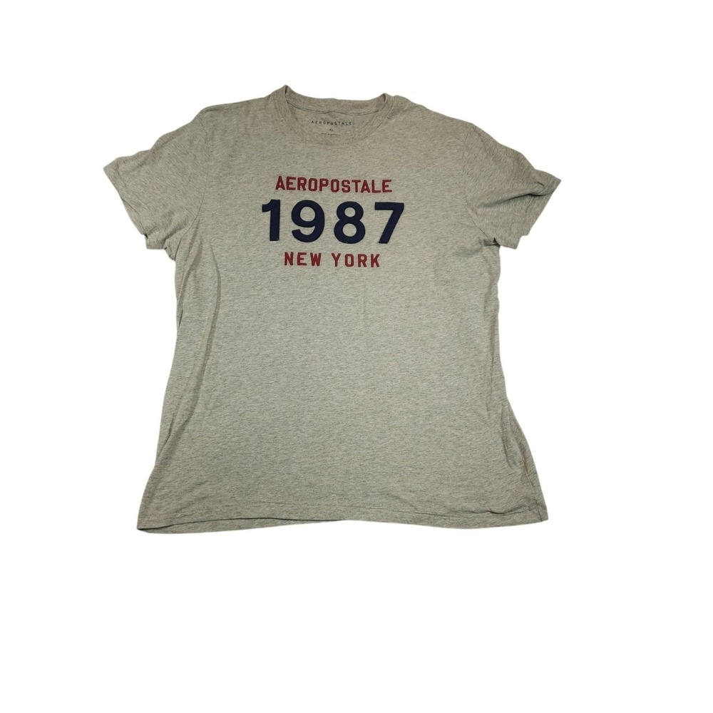 Aeropostale Shirt Mens XL Gray 1987 New York Graphic Tee Crewneck Short Sleeve
